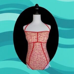 Marc by Marc Jacobs NWT Orange, Red, & White One Piece Bathing Suit Size XL
